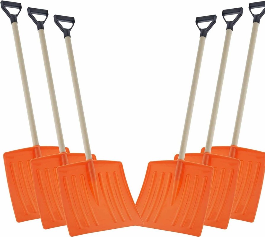 Snow Removal Tools Superio | Superio Kids Snow Shovel Plastic Heavy Duty Snow Shovel For Snow Removal, Small Kids Shovel Snow Fun, Sturdy Wooden Handle, 35\" Height, 12\" Blade (2, Orange)