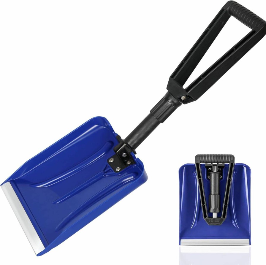 Snow Removal Tools ORIENTOOLS | Orientools Folding Snow Shovel With D-Grip Handle And Durable Aluminum Edge Blade, Emergency Snow Shovel For Car, Truck, Recreational Vehicle, Etc.(Blade 9")