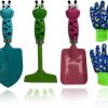 Snow Removal Tools TAOYIO | Kids Gardening Tools Gloves Set 3 Cute Shovel Spade For Kid Garden Work With 1 Toddler Gloves For Teen Boy Girls