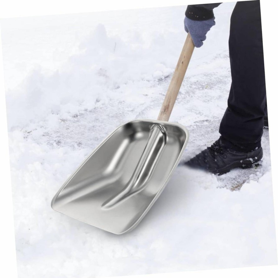 Snow Removal Tools Kisangel | Kisangel Stainless Steel Snow Shovel Snow Pusher Beach Sand Scoop Metal Snow Shovels Car Shovel Extendable Snow Ice Snow Tools Grain Shovel Snow Shovel For Car Gardening Shovel The Roof