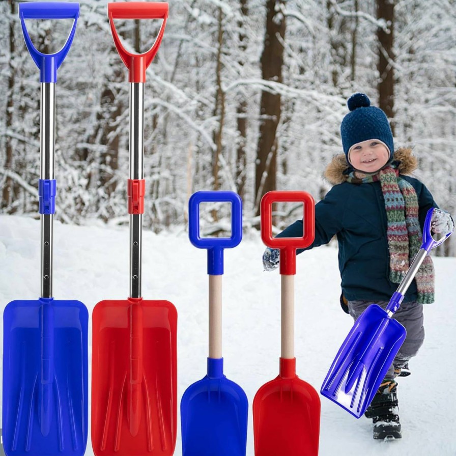 Snow Removal Tools Sfcddtlg | 4 Pack Adjustable Kids Snow Shovel- Detachable Kids Digging Snow Shovel With D-Grip Handle- Durable Beach Snow Shovels For Kids Outdoor Yard Garden Activities (27.5 To 33.5 Inch)