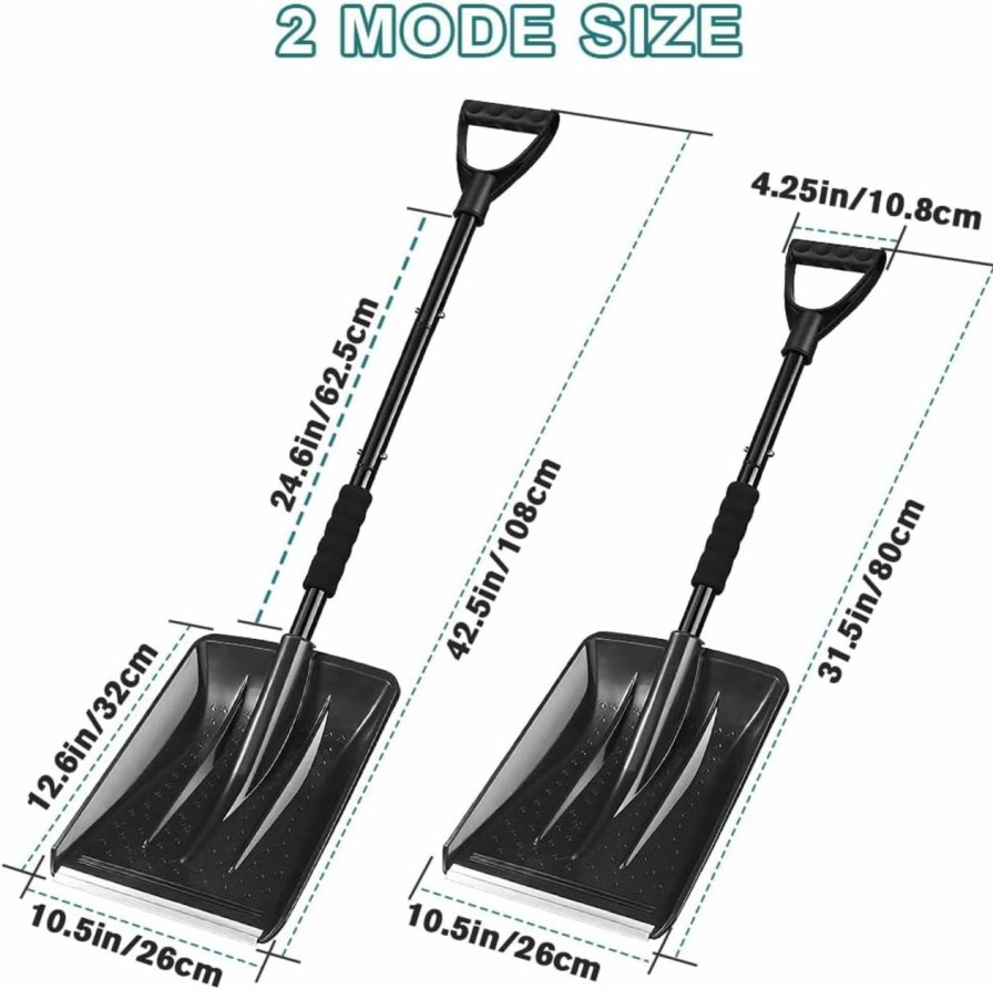 Snow Removal Tools PLACHIDAY | Snow Shovel For Car Driveway - 4 In 1 Survival Shovel With Aluminum Handle And Wide Ice Scrape, Lightweight Sport Utility Detachable Shovel For Snow Removal, Travel