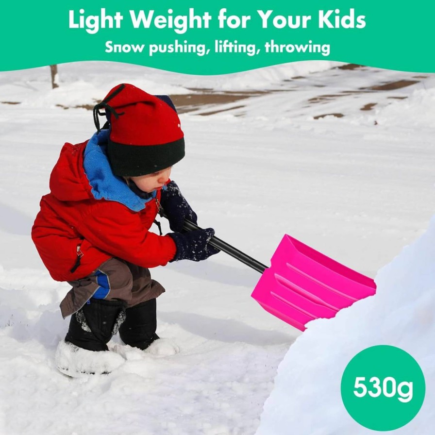 Snow Removal Tools DEROFIT | Kids Snow Shovel, Plastic Snow Shovel For Kids Toddler With Metal Handle, Lightweight Emergency Heavy Duty Shovel For Car, Detachable Shovel For Driveway Home Garden Camping Beach