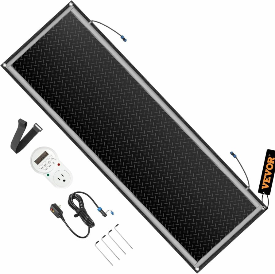 Snow Removal Tools VEVOR | Vevor 2Ft X 5Ft Walkway, 110V Ice, Pvc Heated 6Ft Power Cord, Slip-Proof, Ideal Winter Outdoor Snow Mat, 2 In/H Melting Speed