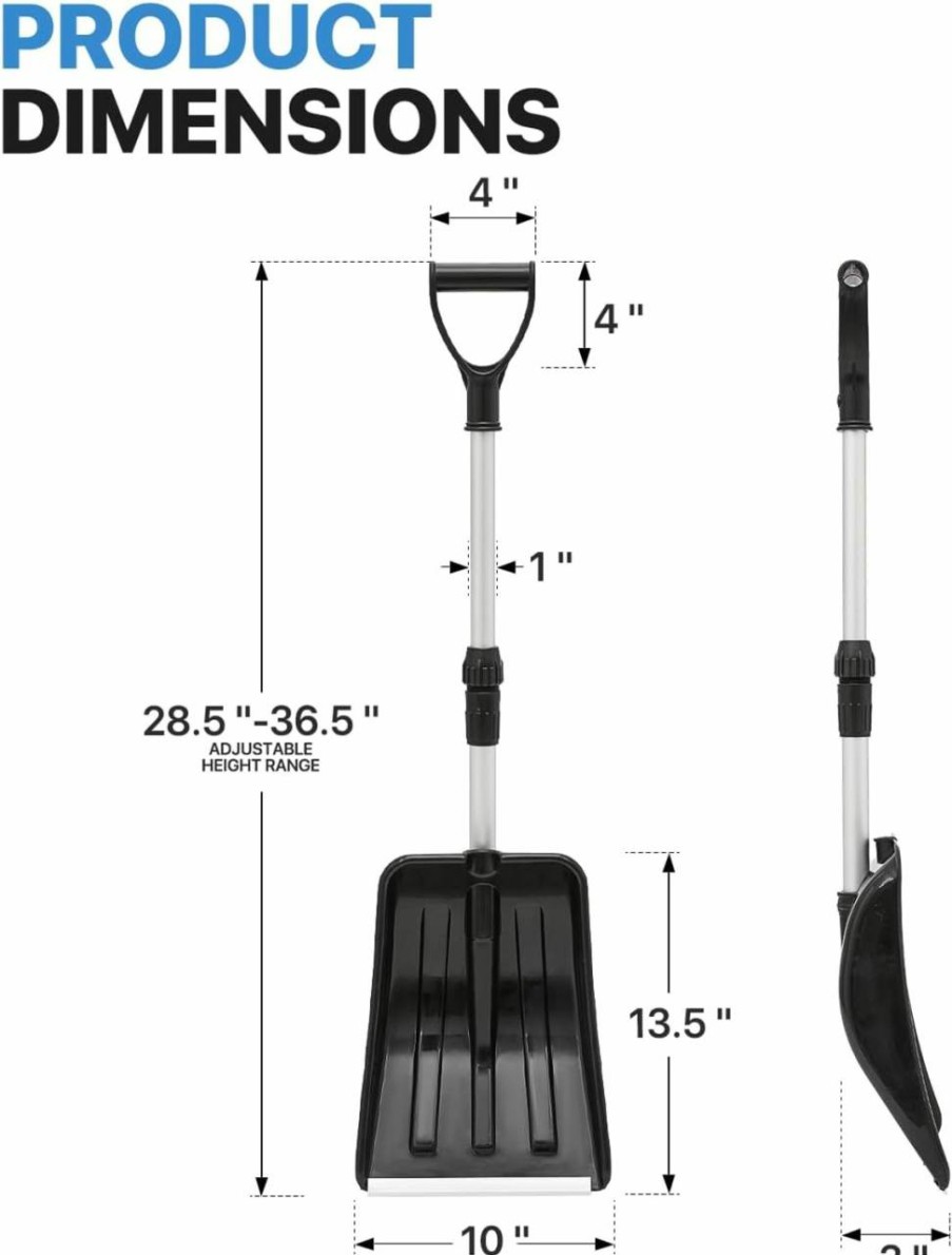 Snow Removal Tools MoNiBloom | Monibloom Collapsible Snow Shovel, Light Weight Aluminum & Polypropylene Snow Shovel For Car, Small & Compact Emergency Shovel For Snow Camping, Skiing