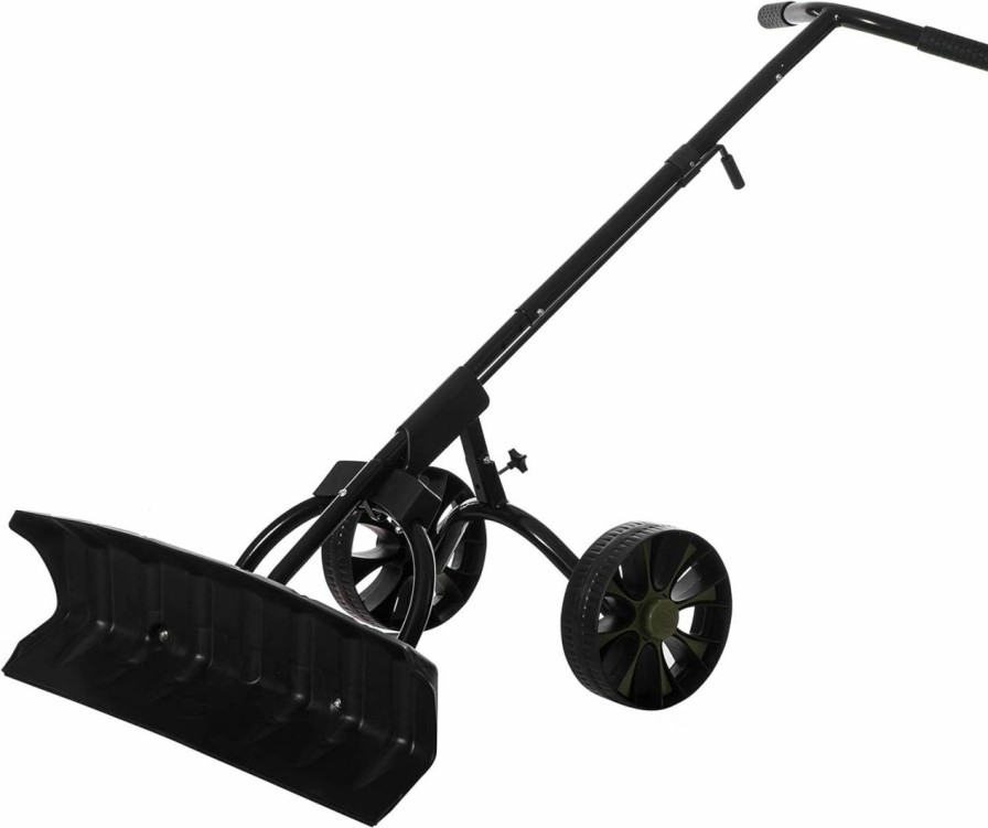 Snow Removal Tools Gardenised | Gardenised Extra Wide 36 In. Snow Shovel Plow Pusher Remover With Large Rugged Wheels, Heavy Duty, Black