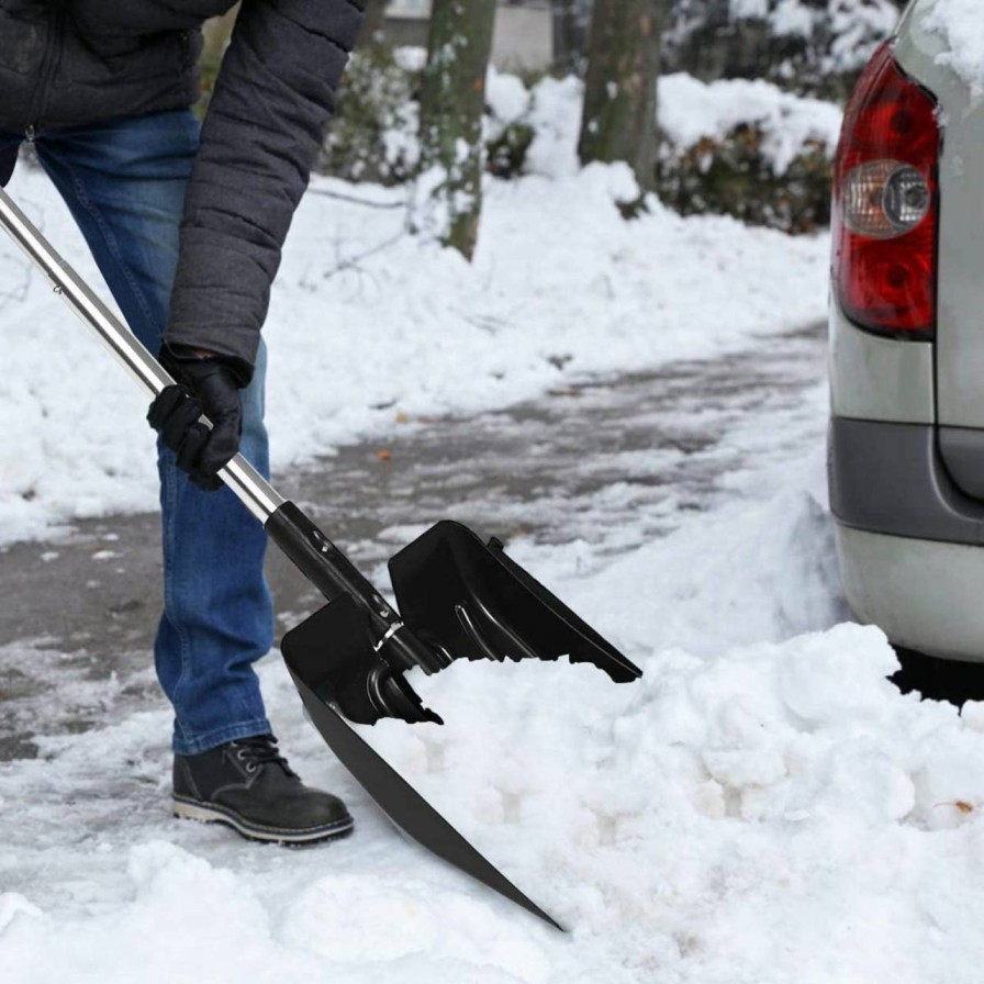 Snow Removal Tools GLACER | Nightcore Easy-To-Grip Ridged Handel 3-In-1 Snow Shovel, 35" Aluminum Pole, Multi-Use Blade Dozer Design, Black, 10" X 27.5-35" (L X W X H)