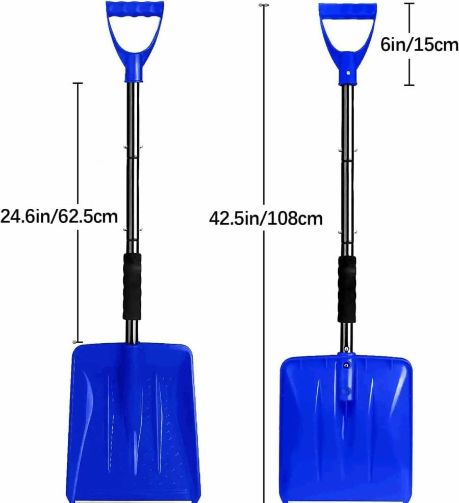 Snow Removal Tools UMUACCAN | Snow Shovel For Car Driveway - 3 In 1 Survival Shovel With Aluminum Handle And Wide Ice Scrape, Lightweight Sport Utility Detachable Shovel For Snow Removal, Travel, Suitable