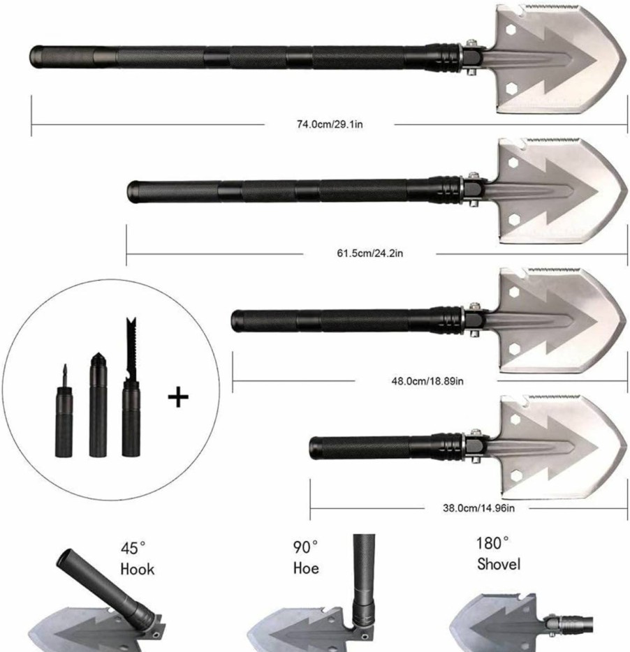 Snow Removal Tools MythGeek | Utility Folding Shovel, Folding Shovel Kit With Multi Tools