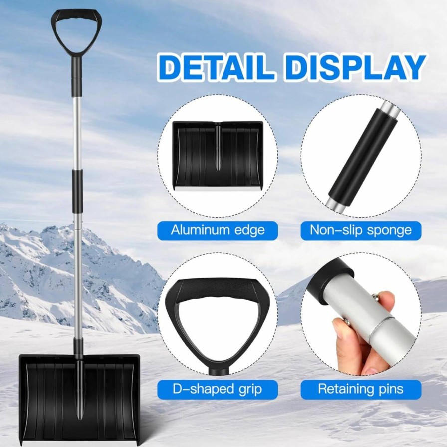 Snow Removal Tools Yardwe | Yardwe 55.9 Inch Detachable Snow Shovel Antislip Snow Removal Portable Shovel Ice And Snow Remover Tool For Car Trunk Garden Camping