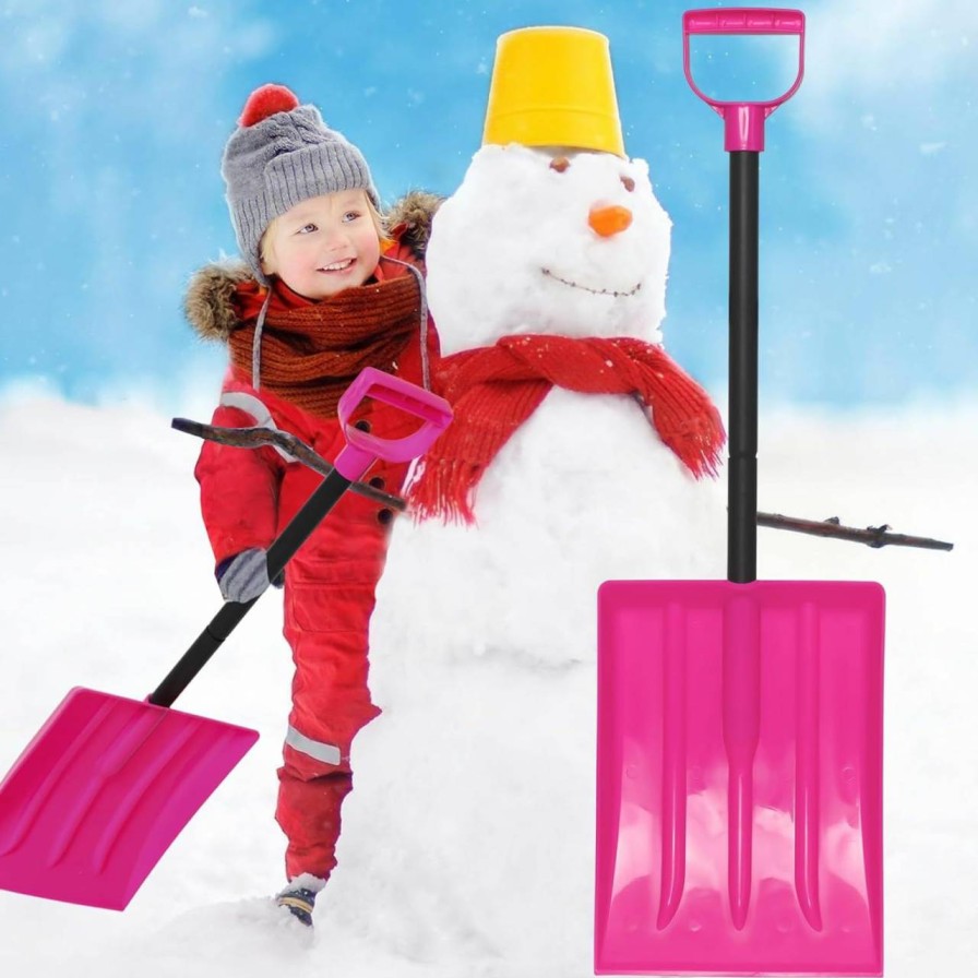 Snow Removal Tools COSITA | Kids Snow Shovel For Child Age 2-10 Years Old, Plastic Small Snow Shovel With Lightweight Handle, Sturdy 31.5\" Snow Shovel Gifts For Kids Boys Girls Snow Fun, Pink