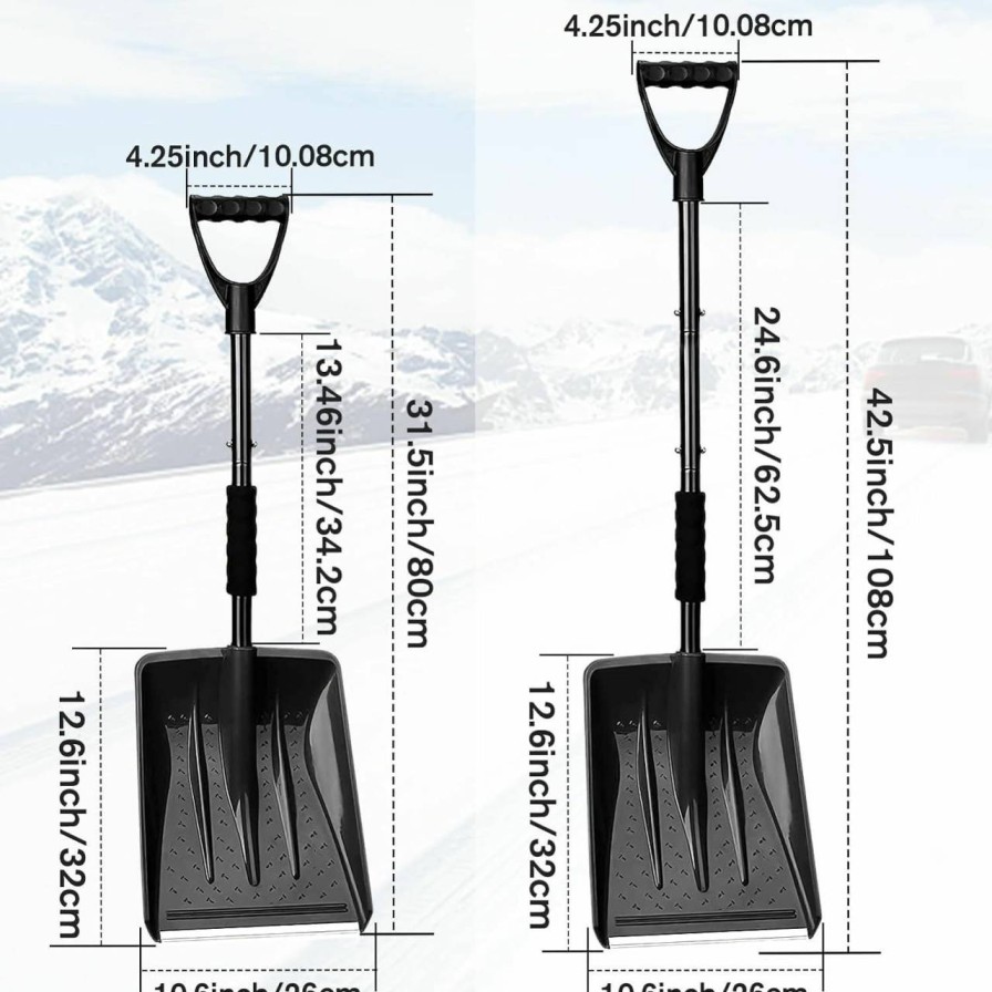 Snow Removal Tools UMUACCAN | Snow Shovel Kit For Car Emergency, 4 Sections Collapsible Sport Utility Shovel Portable Snow Scoop Sand Mud Snow Removal Tool For Driveway, Camping And Outdoor Activities