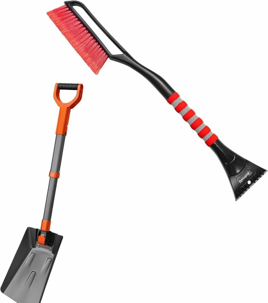 Snow Removal Tools AstroAI | Astroai 27" Snow Brush Red 39" Folding Snow Shovel For Car Grey