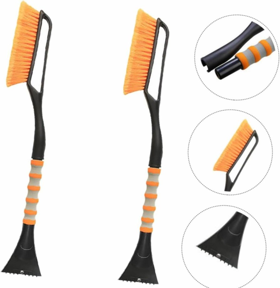 Snow Removal Tools Happyyami | Happyyami 2Pcs Snow Shovel Car Ice Scraper Foam Snow Brush For Cars Ice Shovel Frost Mirror Glass Wiper Windshield Squeegee Car Window Ice Scraper Snow Removal 2In1 Plastic Car Brush