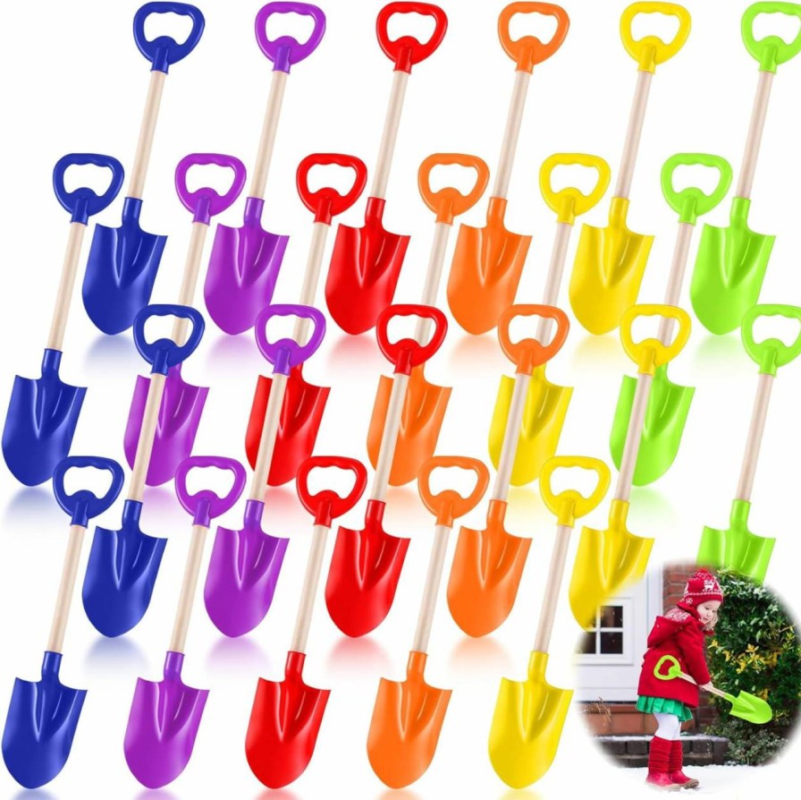 Snow Removal Tools Leriton | Leriton 24 Pcs Kids Snow Shovel 15.8'' With Sturdy Plastic Spade And Wooden Handle Detachable Lightweight Small For Children Snow Shoveling Outdoor Yard Garden Activities,6 Colors