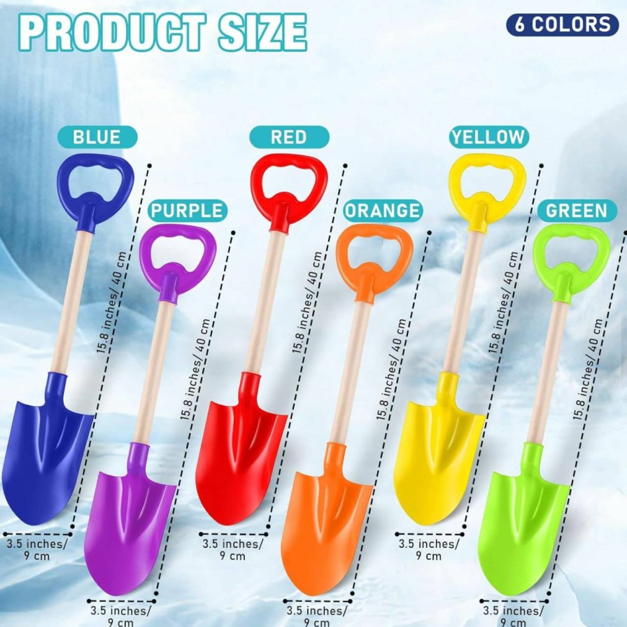 Snow Removal Tools Leriton | Leriton 24 Pcs Kids Snow Shovel 15.8'' With Sturdy Plastic Spade And Wooden Handle Detachable Lightweight Small For Children Snow Shoveling Outdoor Yard Garden Activities,6 Colors