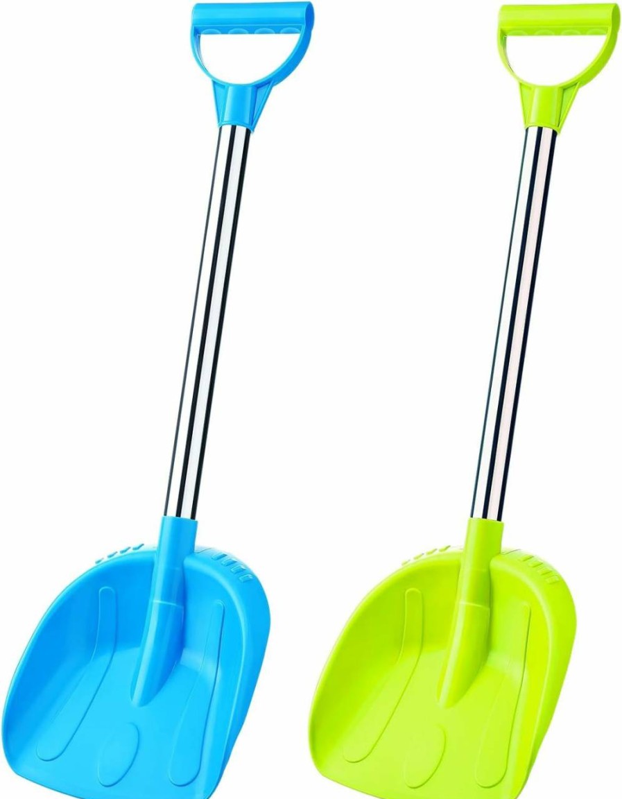 Snow Removal Tools Leriton | Leriton 2 Pcs Kids Snow Shovel With D Grip Handle Plastic Snow Shovel With Stainless Steel Handle 23.6 Inch For Boys Girls Outdoor Yard Garden Driveways Emergencies Snow Removal (Red, Green)