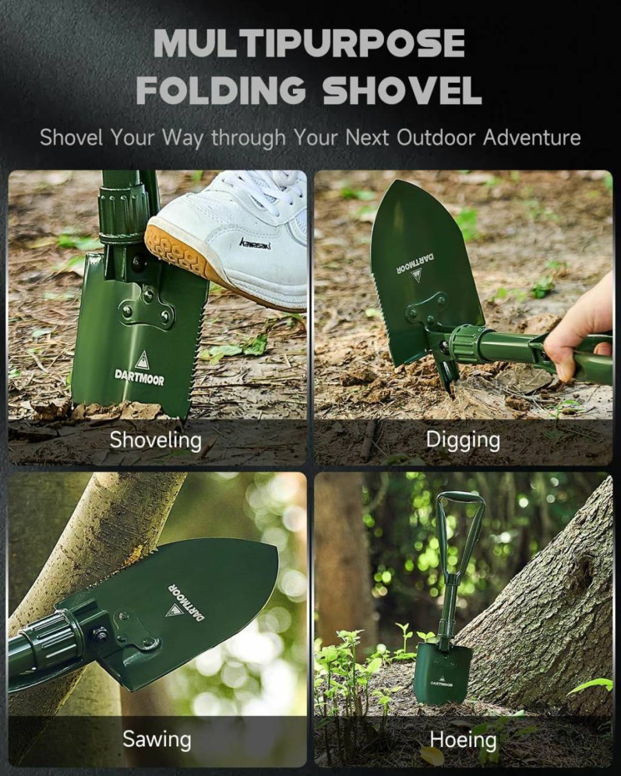 Snow Removal Tools DARTMOOR | Dartmoor Mini Folding Shovel High Carbon Steel, Portable Lightweight Outdoor Tactical Survival Foldable Mini Shovel, Entrenching Tool, Camping, Hiking, Digging, Backpacking, Car Emergency