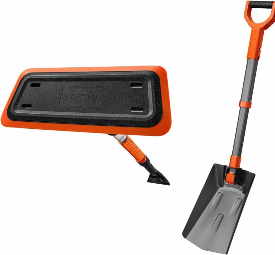 Snow Removal Tools AstroAI | Astroai 39" Folding Snow Shovel For Car+Astroai 47.2 Inch 2-In-1 Snow Broom And Detachable Ice Scraper