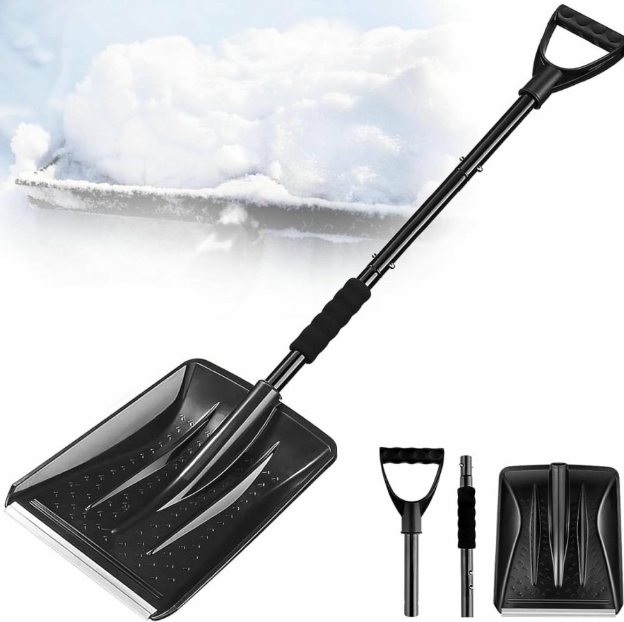 Snow Removal Tools PLACHIDAY | Plachiday Snow Shovel For Driveway -Portable Shovel With Handle And Large Capacity For Snow Removal - Car Snow Shovel For Trunk Car Emergency Camping Home Garden