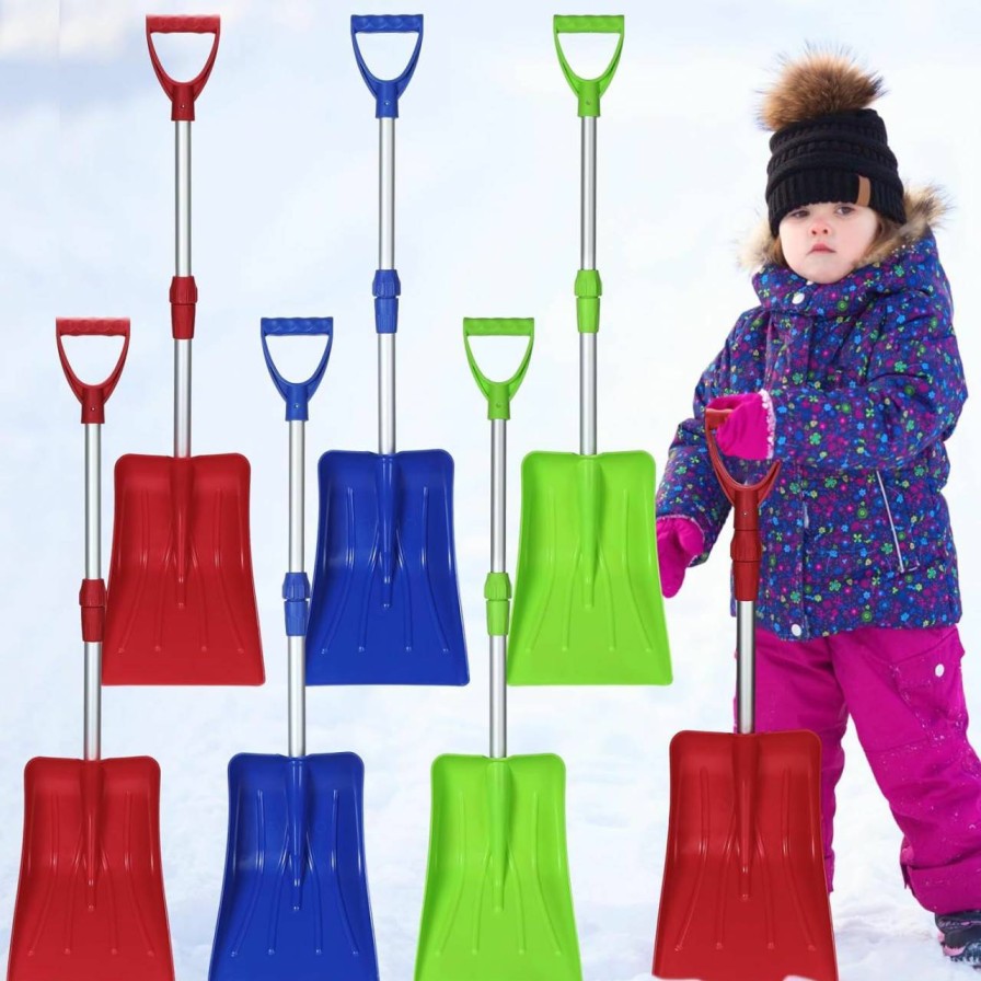 Snow Removal Tools Gisafai | Gisafai Kids Snow Shovel With Adjustable Handle Plastic Snow Shovel With D Grip Detachable Kids Snow Shovels For Digging Snow Beach, Gifts For Boys Girls(Red Blue Green, 6 Pcs)