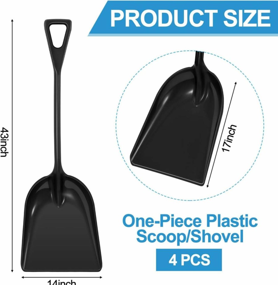 Snow Removal Tools Gisafai | Gisafai 4 Pcs Snow Shovel With Durable D Grip Heavy Duty Handle Plastic Shovel Portable Shovel Large One Piece Multi Purpose Scoop Shovel For Snow Removal Emergency Car Truck Driveway Yard Home Patio