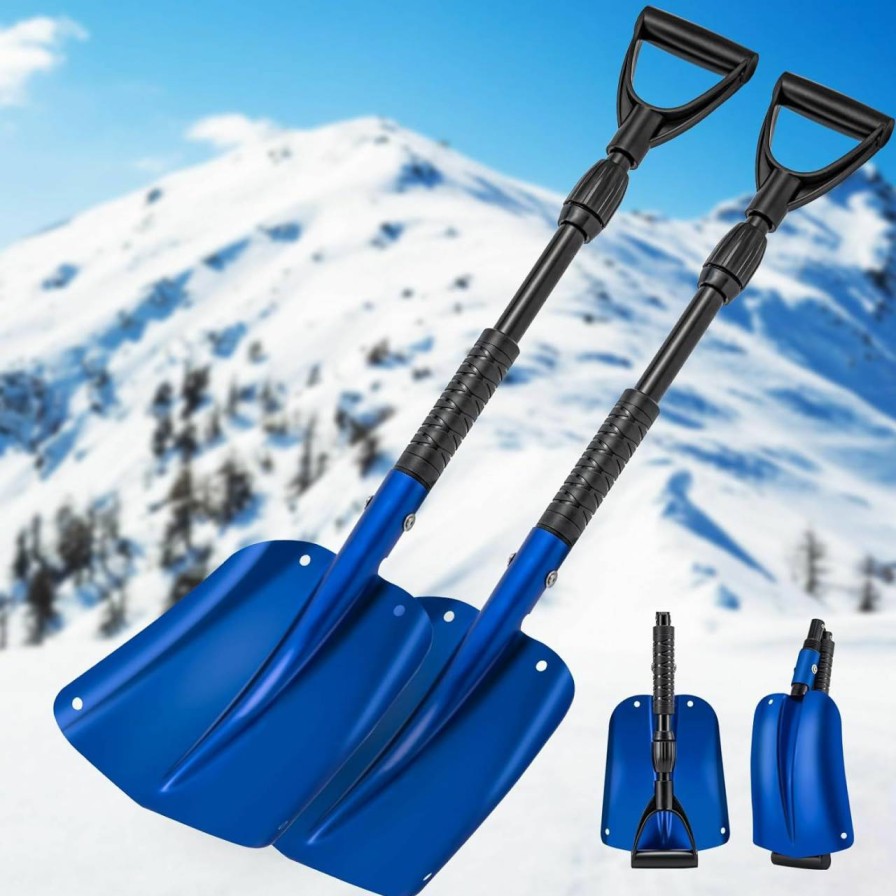 Snow Removal Tools CHANGE MOORE | Change Moore Snow Shovel, Aluminum Lightweight Scoop Shovel For Driveway, 16.8''-40'' Portable And Folding Metal Snow Shovel Heavy Duty, For Car, Camping, Garden Snow Removal 1Pcs