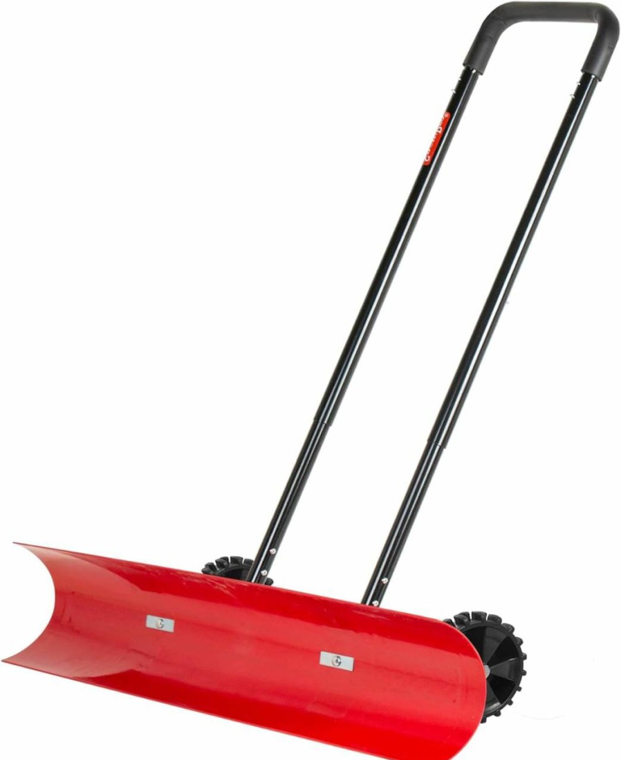 Snow Removal Tools BREWIN TOOLS | 38 Inch Snow Shovel For Driveway, Brewin Snowpro Bi-Direction Heavy Duty Snow Pusher With Wheels And Angled Blade For Efficient Snow Removal, Back Saver Snow Plow For Doorway Sidewalk Deck