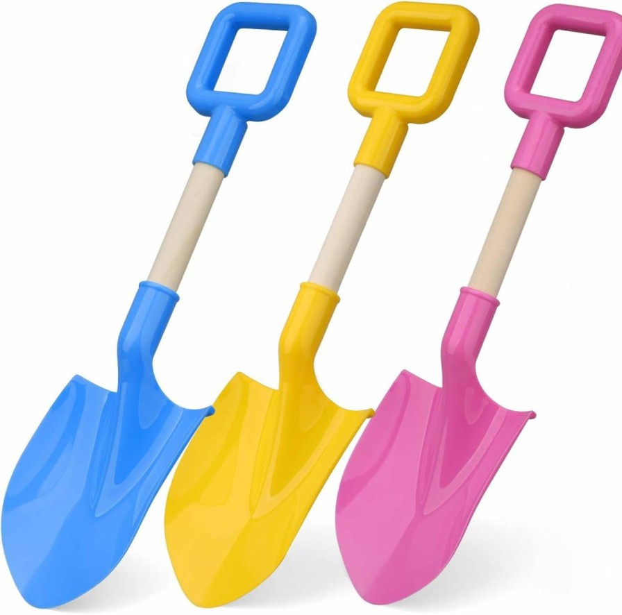 Snow Removal Tools Dilabnda | Kids Sand Shovels 16\" Long Kids Beach Spade Durable Wood Handle Abs Plastic Spade Garden Tool Set For Kids Adults Garden Sand Snow Backyard Summer Beach Shoolbackyard Sandbox 3- Pink Blue Yellow