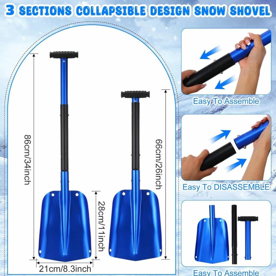 Snow Removal Tools Gisafai | Gisafai 2 Pcs 34'' Folding Emergency Snow Shovel For Car Aluminum Extendable Snow Shovel Emergency Car Snow Shovel Suitable For Car Truck Suv Van Camp Outdoor