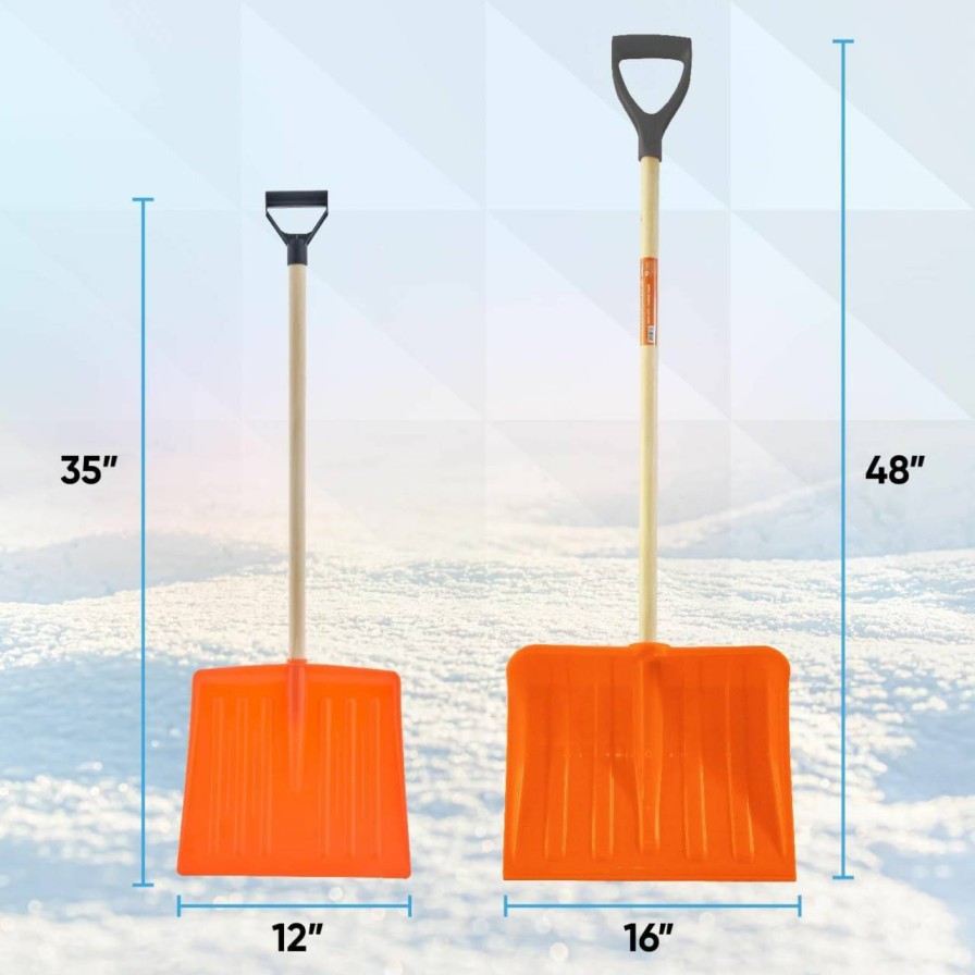 Snow Removal Tools Superio | Superio Snow Shovel For Driveway, Stairs, Car Snow Removel Scooper Shovel Snow Pusher Sturdy Heavy Duty Plastic With Wooden Metal Handle (Blue-A)