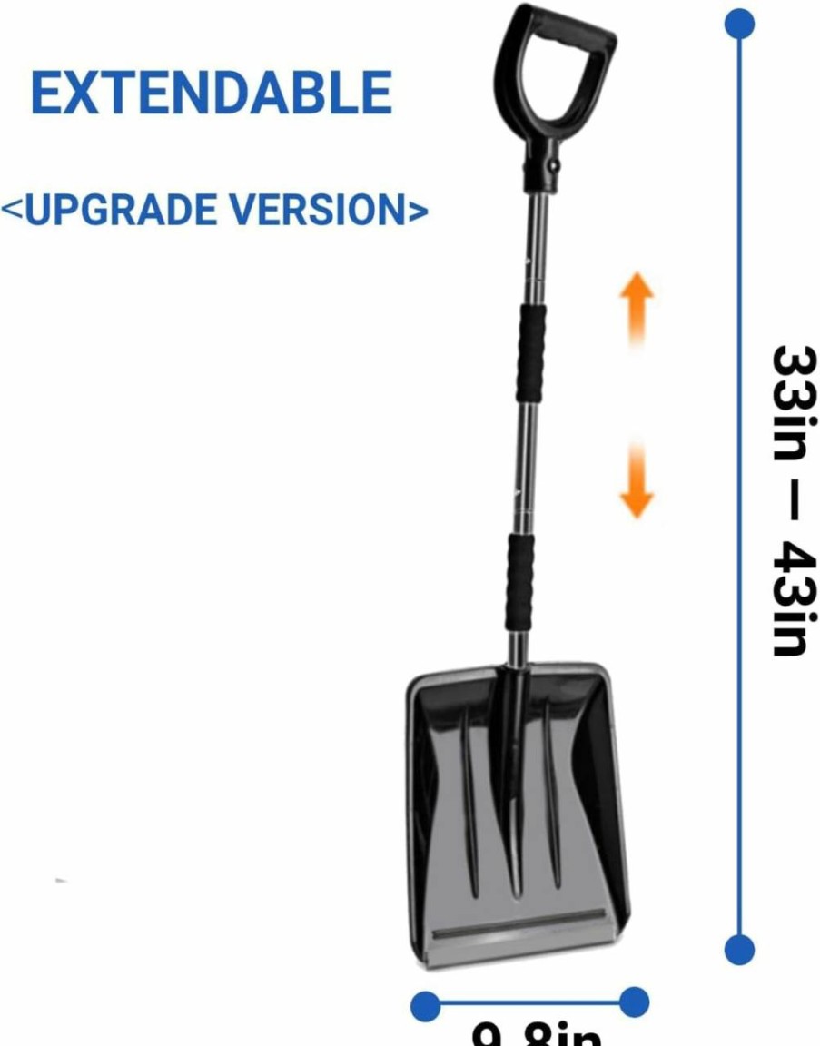 Snow Removal Tools CPQUCKOD | Ergonomic Snow Shovel For Car, Portable Snow Shovel With D-Grip Handle, Lightweight Aluminum Collapsible Capacity Shovel For Car, Camping, Garden, And Other Outdoor Activities