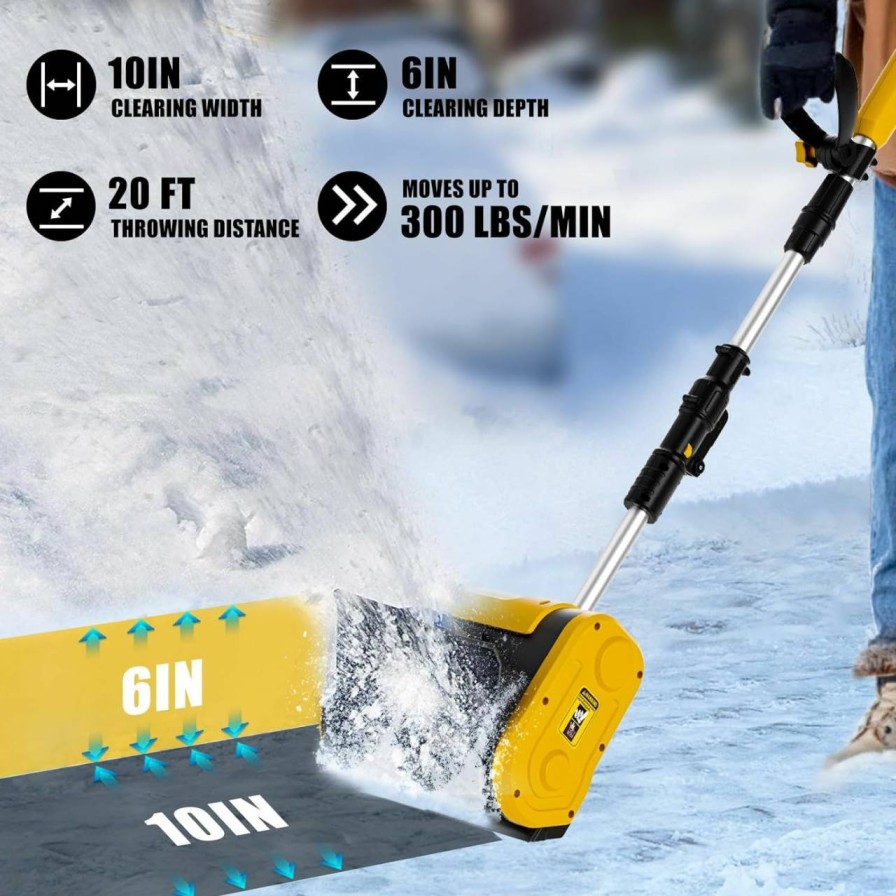 Snow Removal Tools Rozlchar | Rozlchar Cordless Snow Shovel For Dewalt 20V Battery, Electric Snow Shovel For Driveway With Adjustable Front Handle & Telescopic Pole, 10In Width & 6In Depth & 20Ft Throwing Distance(No Battery)