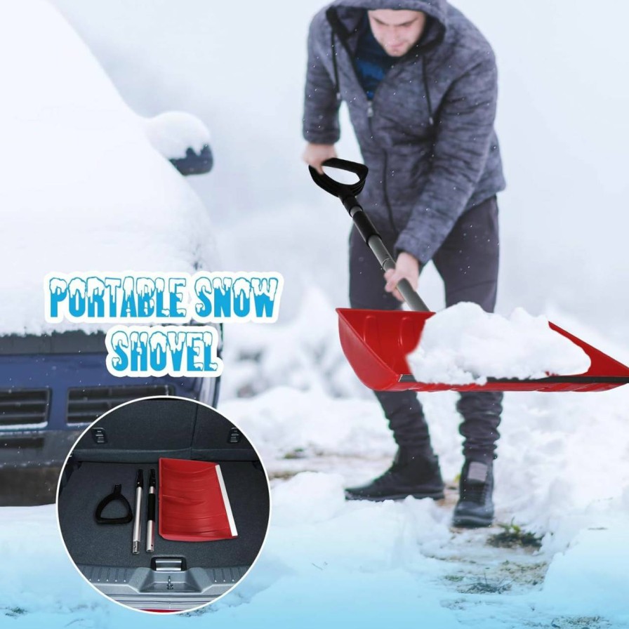 Snow Removal Tools Gisafai | Gisafai Snow Shovel For Driveway 47 Inch Large Lightweight Collapsible Snow Shovel Portable Car Snow Shovel With D Grip Handle For Home Garage Car Ice Snow Removal(2 Pcs)