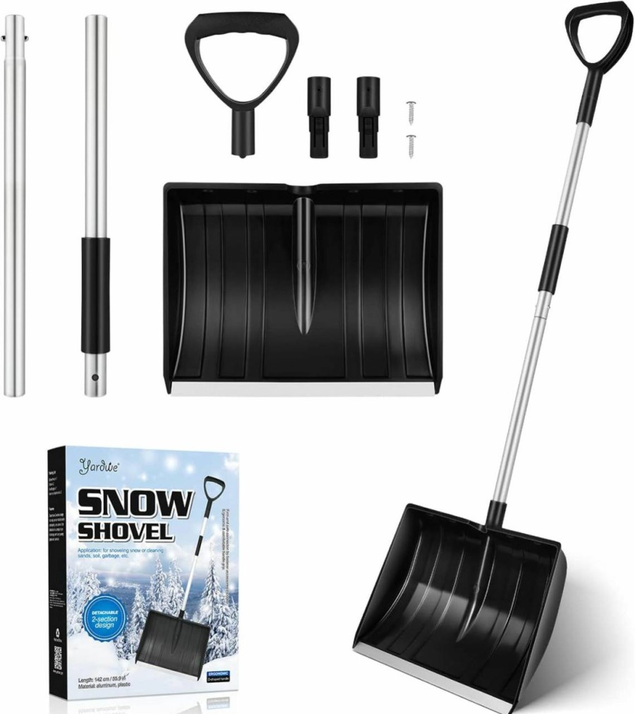 Snow Removal Tools Yardwe | Yardwe 42\" Snow Shovel With D-Grip Handle, Collapsible Snow Sand Mud Removal Tool | Detachable Four-Piece Construction Snow Shovel For Garden,Camping, Car And Other Outdoor Activities (Snow Shovel)