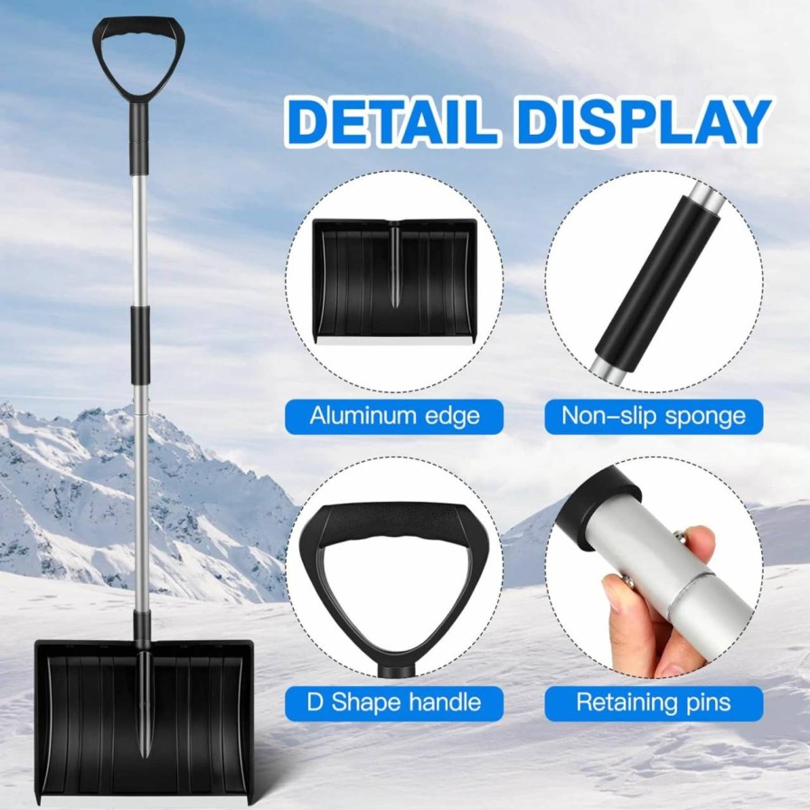 Snow Removal Tools Yardwe | Yardwe 42\" Snow Shovel With D-Grip Handle, Collapsible Snow Sand Mud Removal Tool | Detachable Four-Piece Construction Snow Shovel For Garden,Camping, Car And Other Outdoor Activities (Snow Shovel)