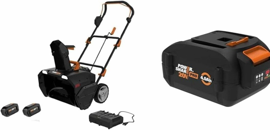 Snow Removal Tools WORX | Worx 40V 20" Cordless Snow Blower Power Share With Brushless Motor - Wg471 (Batteries & Charger Included)