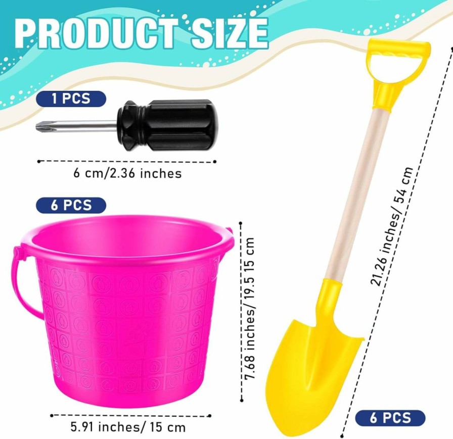 Snow Removal Tools Syhood | Syhood 12 Pcs Kids Snow Shovel And Sand Pail Set, Include 22 Inches Wooden Handle Sand Shovel, Fun Gardening Tools Plastic Beach Bucket For Kids Party Winter Snow Toy And Summer Sand, 4 Color