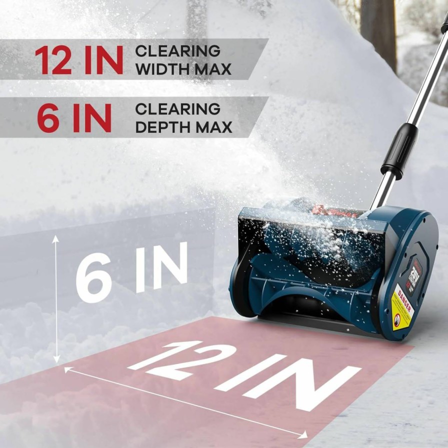 Snow Removal Tools Enhulk | Enhulk Cordless Snow Shovel, 20V | 12-Inch | 4-Ah Cordless Snow Blower, Battery Powered Snow Blower With Directional Plate & Adjustable Front Handle (4-Ah Battery & Quick Charger Included)