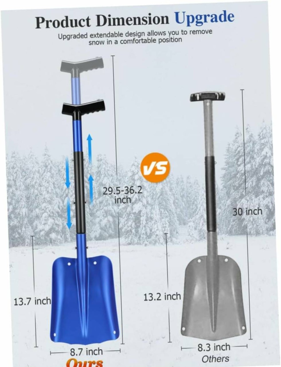 Snow Removal Tools Kisangel | Kisangel Camping Shovel Metals Foldable Shovel Mud Shovel Ice Scraper Sand Shovel Snow Scraper Telescopic Snow Shovel Vehicle Snow Shovel Snow Removal Tool Gardening Shovel Car Snow Brush