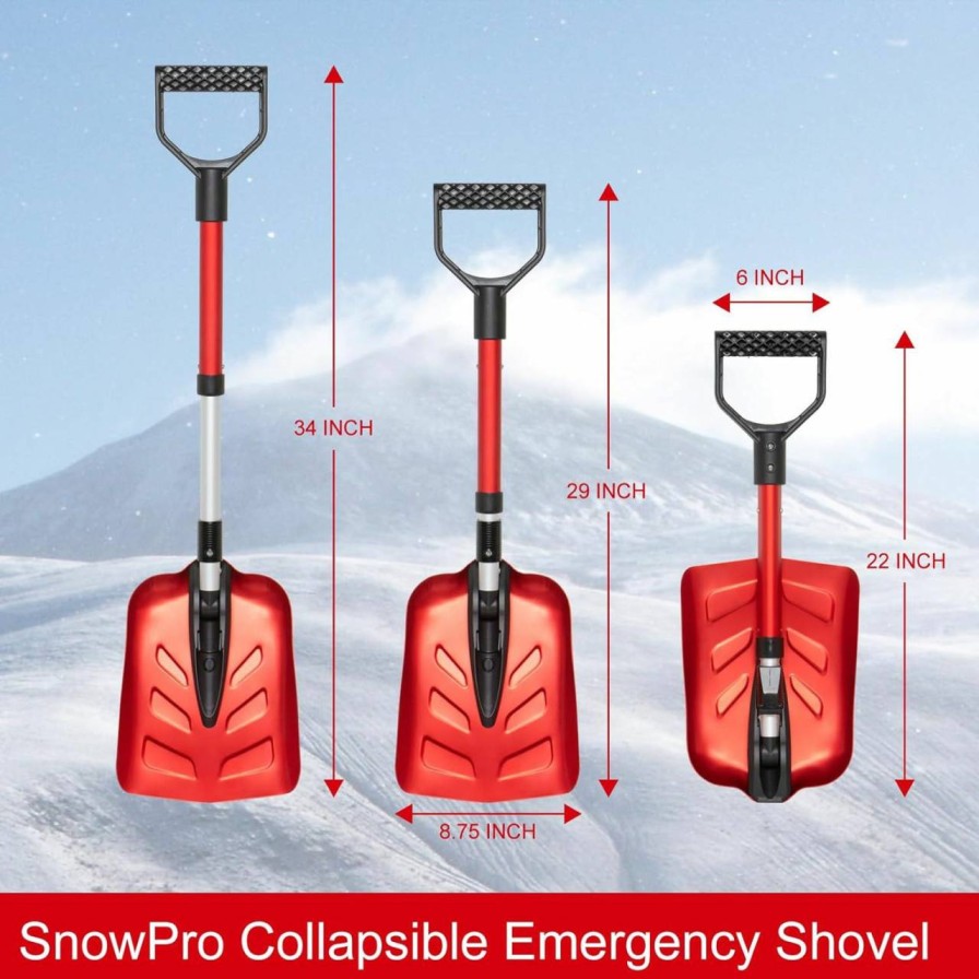 Snow Removal Tools BREWIN TOOLS | Snowpro Snow Shovel For Car, Fast Folding And Telescoping Design For Emergency Snow Removal - Compact Snow Shovel Kit - Collapsible And Portable Utility Shovel For Camping Hiking