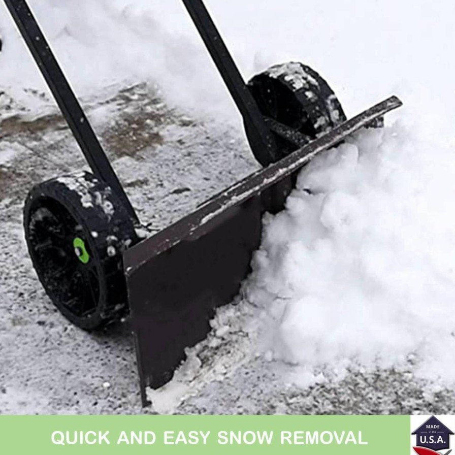 Snow Removal Tools Vertex | Pro Premium 30 Inch Snodozer Rolling Pusher Shovel On Wheels With Heavy Duty Flip-It Bi-Directional Angled Blade For Snow Removal Of Drive & Walkway | Clean Barn Grain Plow | Made In Usa | Model P775