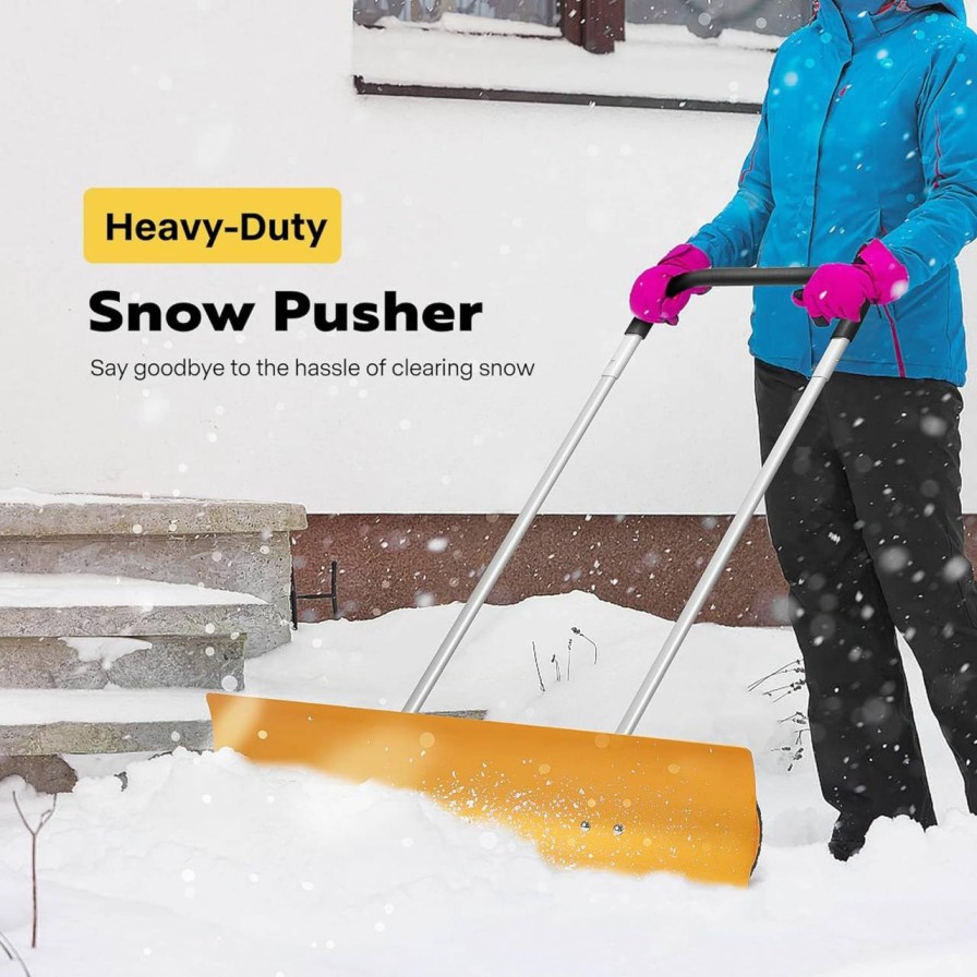 Snow Removal Tools VIVOHOME | Vivohome 37 Inch Aluminum Snow Plow Pusher Shovel With Cordless Snow Shovel 20V 12Inch