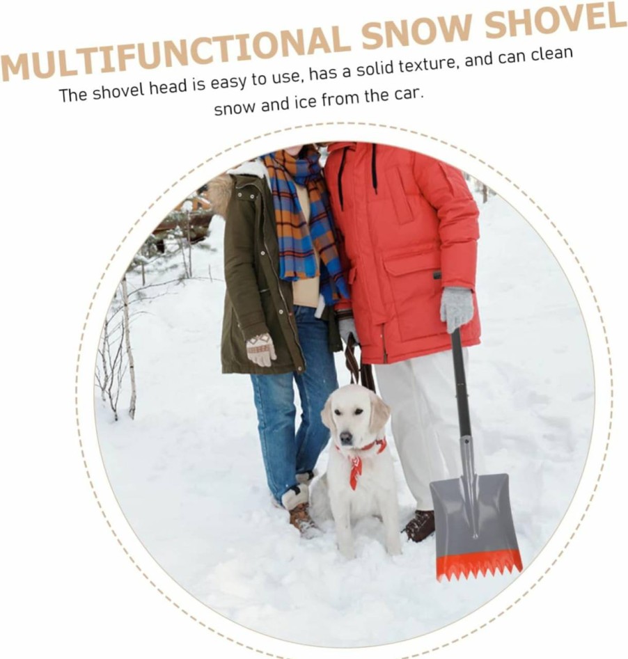 Snow Removal Tools YARNOW | Yarnow Serrated Snow Shovel Head Metal Tools Spade Shovel Heavy Duty Steel Shovel Scoop Shovel Ice Scraper Outdoor Supply Outdoor Accessory Replaceable Ice Remover Iron Deicing Ice Skates