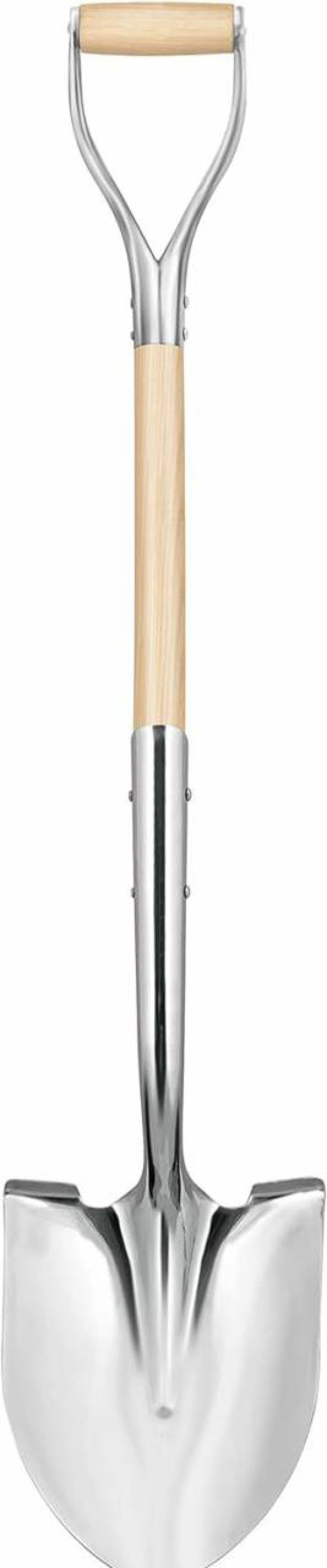 Snow Removal Tools Truper | Truper 33127 Polished Chrome Ceremonial Shovel - High Carbon Steel Blade With Steel D American Ash Handle, Extended Socket, 14 Gauge Blade, 27-Inch