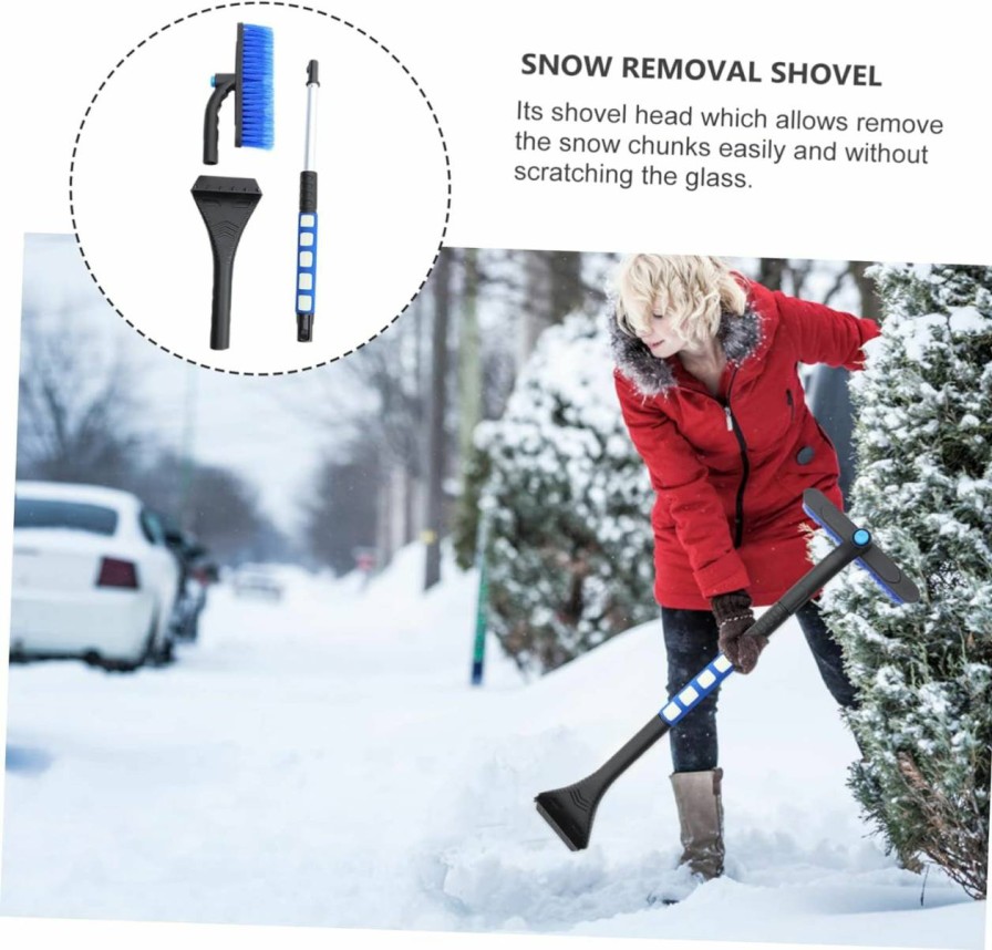 Snow Removal Tools Yardwe | 1Pc Snow Shovel Car Snow Brush Snow Brush For Car Wide Shovel Car Snow Scraper And Brush Car Window Squeegee Ice Scraper For Car Windshield Ice Scraper Pp Deicing Shovel Detachable