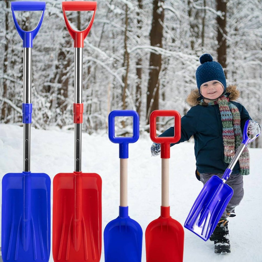 Snow Removal Tools Sfcddtlg | 2 Pack Adjustable Kids Snow Shovel- Detachable Kids Digging Snow Shovel With D-Grip Handle- Durable Beach Snow Shovels For Kids Outdoor Yard Garden Activities (27.5 To 33.5 Inch)