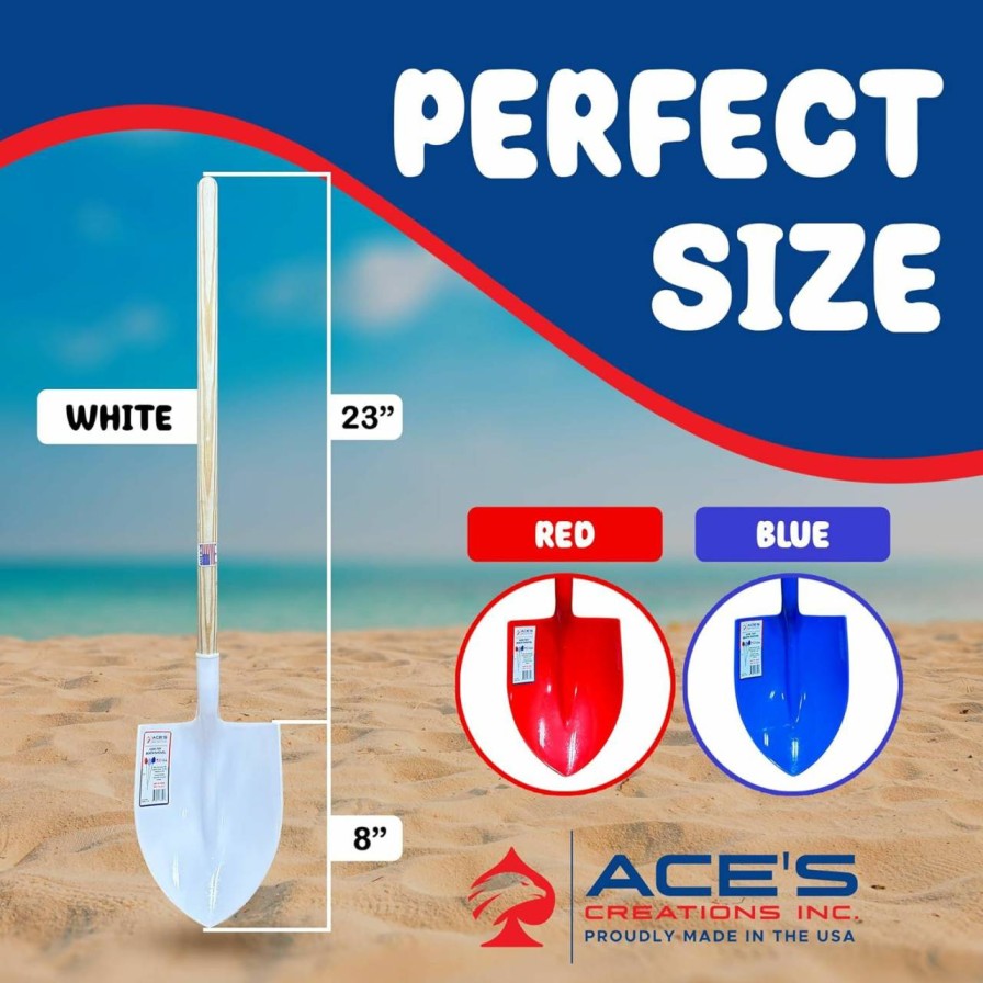 Snow Removal Tools ACE'S CREATIONS INC. PROUDLY MADE IN THE USA | Ace'S Creations Wooden Handle Shovel Durable Plastic Spades 31\" - Perfect For Kids, Made In Usa, Large Sturdy Build For Beach - Fun Beach Toy, 3 Pack Bundle Set