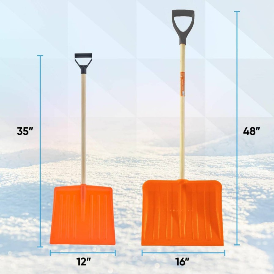 Snow Removal Tools Superio | Superio Snow Shovel For Driveway, Stairs, Car Snow Removel Scooper Shovel Snow Pusher Sturdy Heavy Duty Plastic With Wooden Metal Handle (Blue-B)