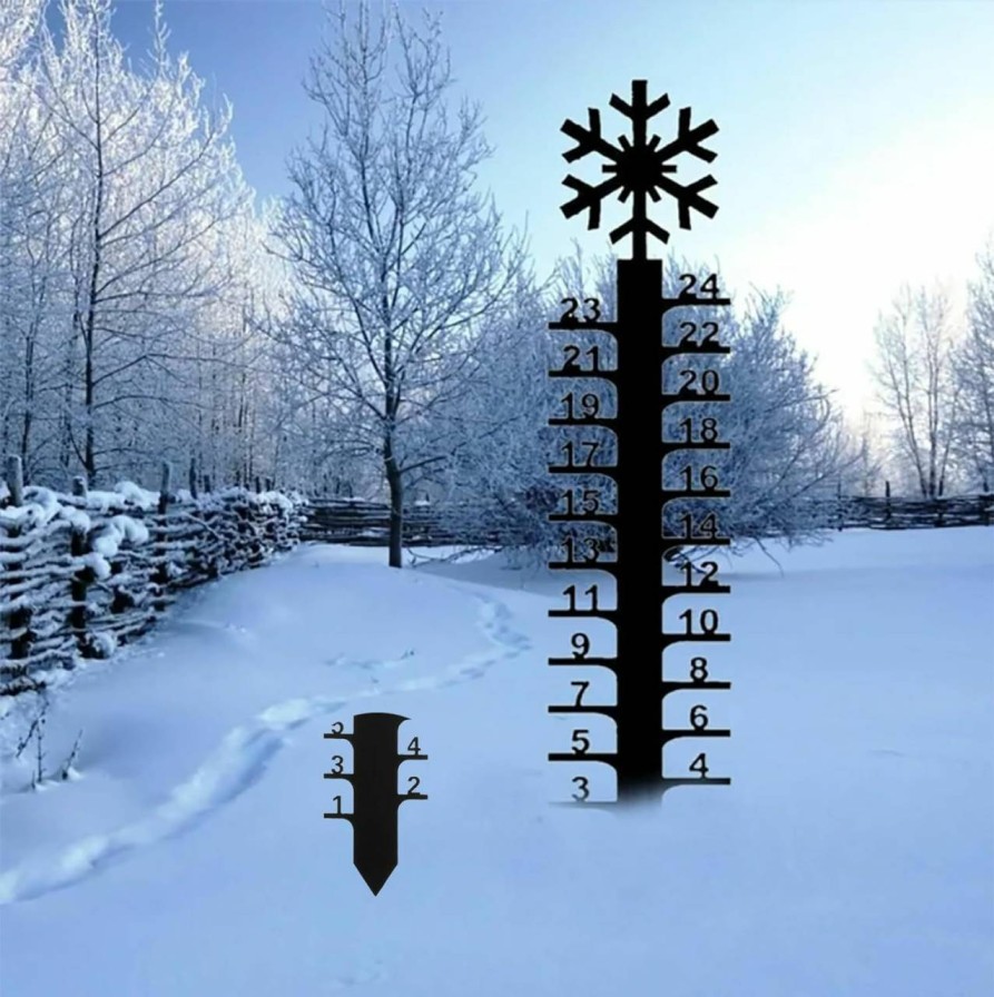 Snow Removal Tools Crmanedy | Crmanedy 36 Inch Snow Gauge Outdoor,Elk Iron Art Snow Gauge,Snowfall Measuring Gauge Snow Ruler,Metal Snow Measuring Stick,Snow Depth Measure Rod For Yard, Lawn, Garden And Holiday Decoration Gift